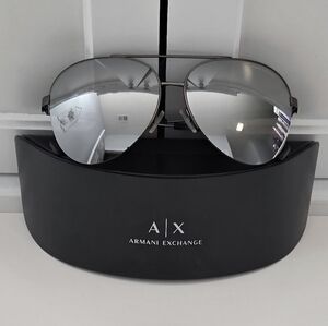 Armani Exchange Mens Mirrored Aviator Sunglasses With Case
